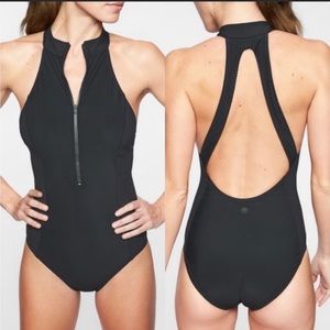NWT Black Athleta Zip Front One Piece Suit
